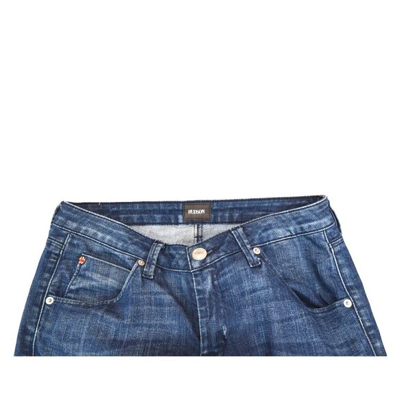 Bacara Crop Straight Cuffed Jeans Size 28 Dark Wash Distressed Hem Casual Denim - Picture 3 of 10